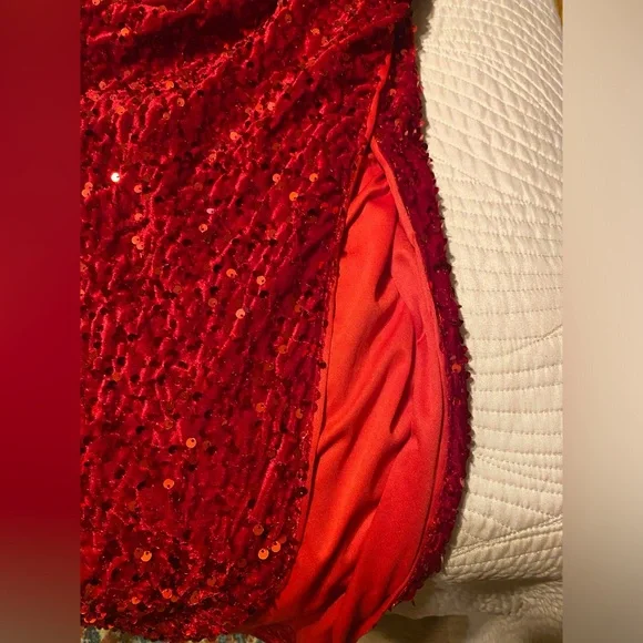 Joyfunear One Shoulder Wrap Split
Thigh Sequin Formal Dress - Picture 5 of 6